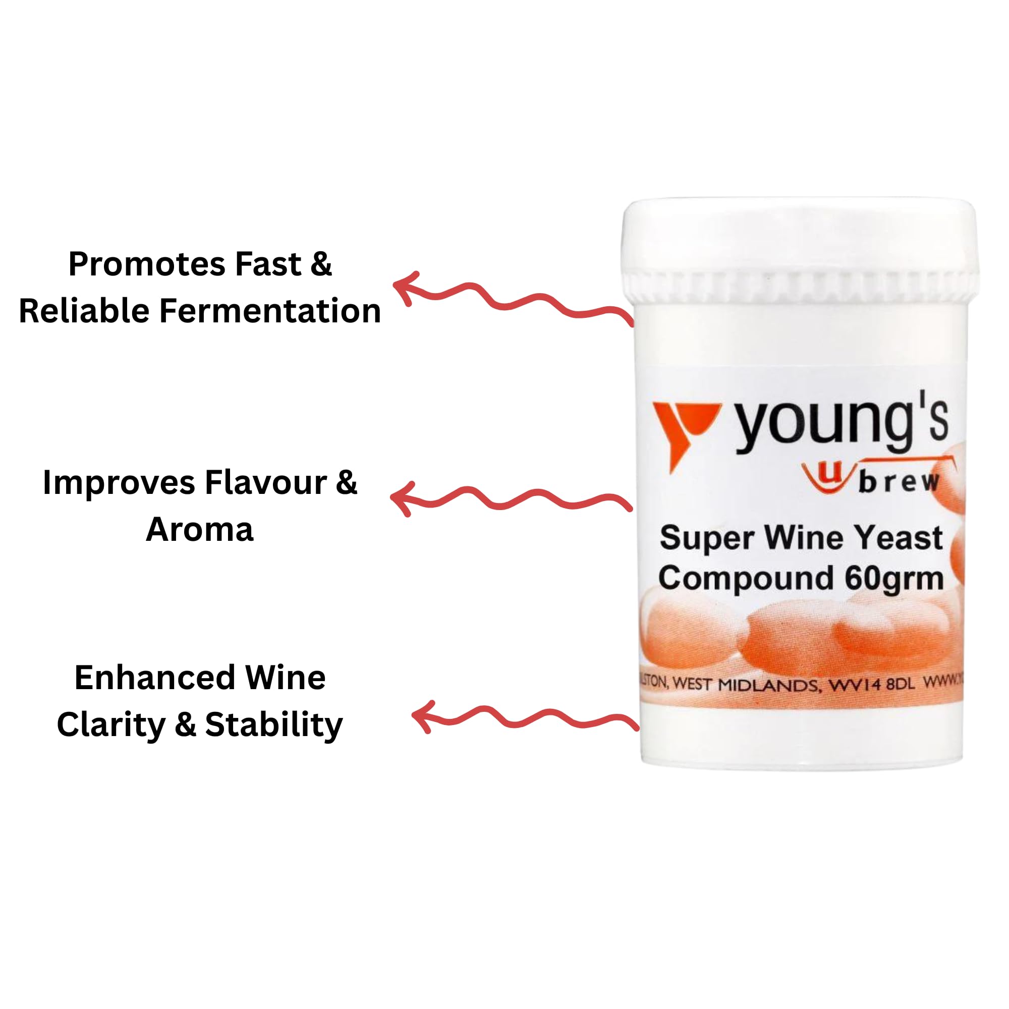Young's Home Brewers Compuesto de levadura de vino y tabletas Campden 60g 50 tabletas Paquete de 2