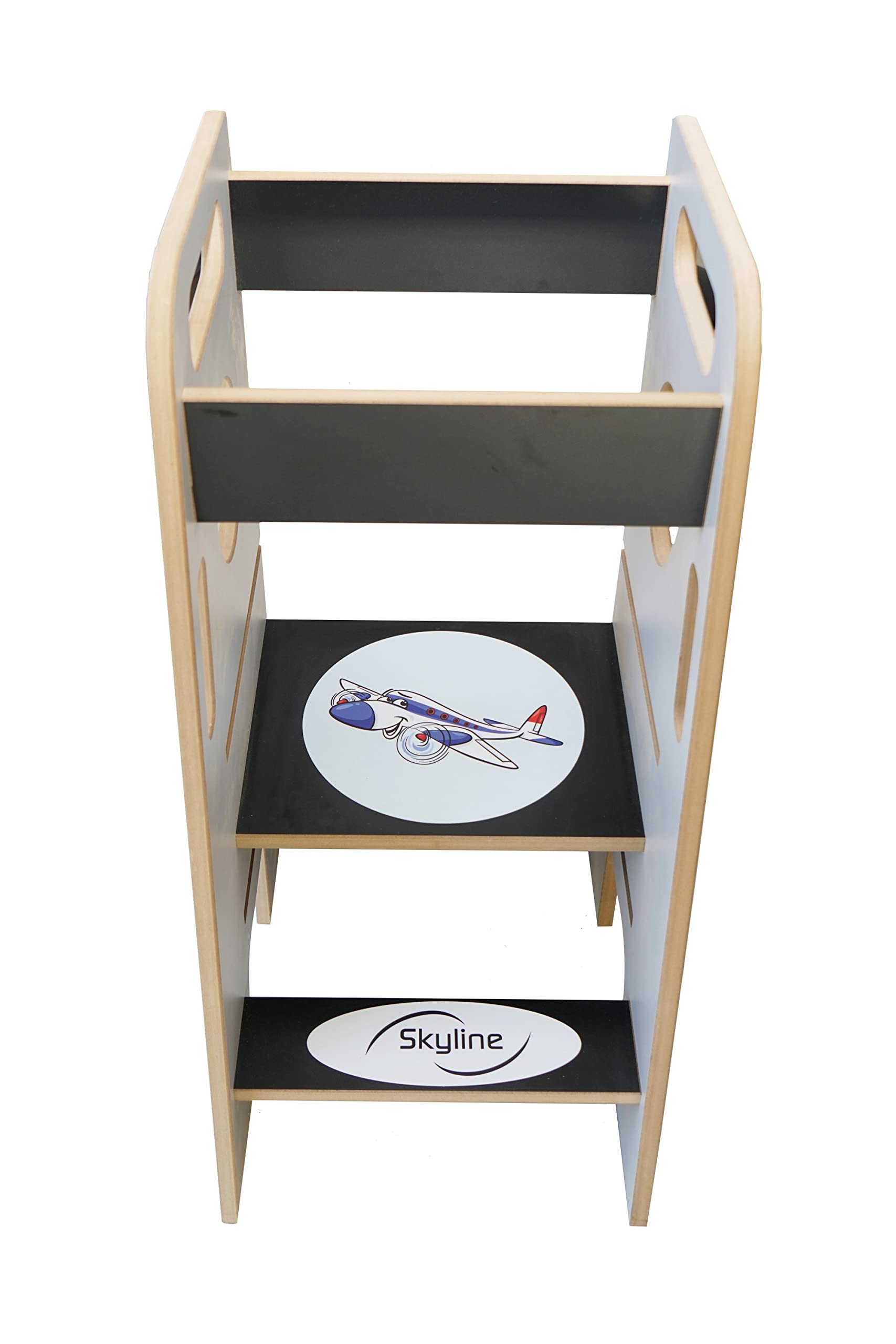 Skyline Torre di Apprendimento Libreria Montessoriana per Bambini Scaletta Pieghevole Tavolino Sedia Torretta Pieghevoli Scrivania Sgabello Tavolo Kitchen Helper Learning Tower bianco/nero