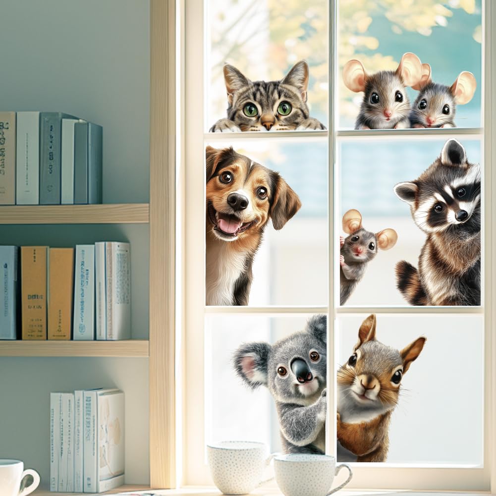 Katten raamfolie raamfolie | levensecht groot | wandtattoo raamsticker statisch hechtend vogelbescherming zelfklevend verwijderbaar | dv1110