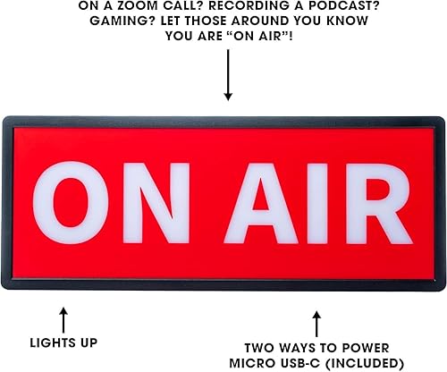 Miniatura 4 de NPW On Air Sign - Luz LED retro, luz de estudio de grabación (Youtube, podcast, Twitch, llamadas de zoom, oficina, WFH, transmisión, transmisión),