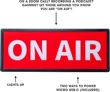 NPW On Air LED Retro Sign Light LED Desk Sign للمكتب المنزلي وأجهزة البث ويوتيوب والبودكاست وإعداد Zoom