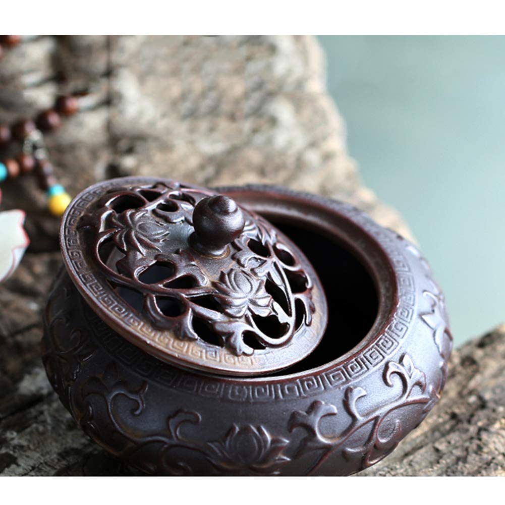 Brûleur d'encens en céramique Diffuseur de Parfum, Poêle Aromathérapie Antique Ustensiles Zen Ornaments Convient à Salon Espace de méditation Lieux de beauté comme Salon, Yoga, etc.
