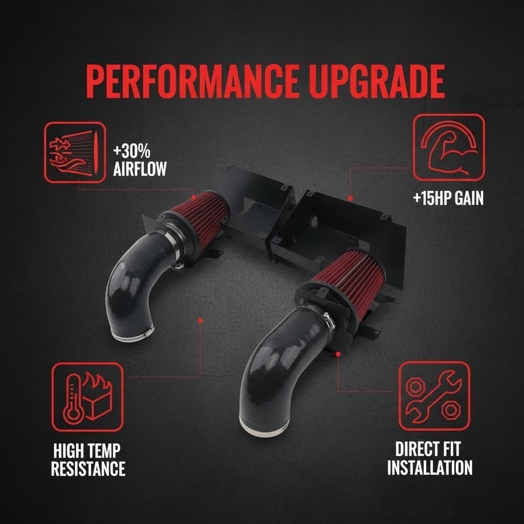 Cold Air Intake Kit Pipe Compatible with 2012+ Mercedes Benz C400 C450 C43 AMG GLC43, Heat - Resistant Aluminum Pipe, High - Flow Filter