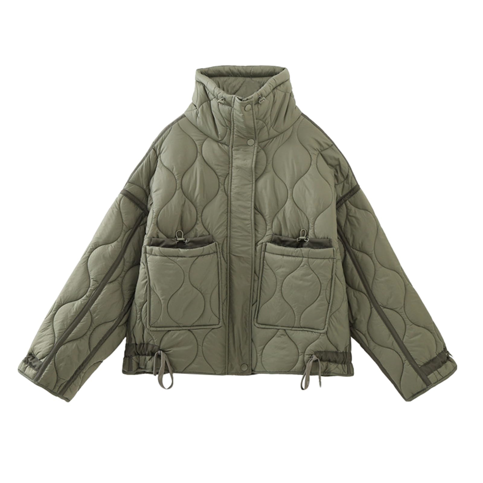 Damen Steppjacke Leichte Zip Up Langarm wattierter Mantel Stehkragen Pufferjacke Winter Daunenjacken Oberbekleidung mit Taschen