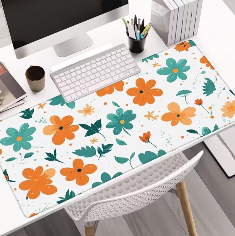 Tapis de Souris Usine Tapis de Souris Gamer XXL 1000x500x3mm Gaming Accessoire, Tapis de Souris Fleur Tapis Souris Résistant à l'eau avec Base en Caoutchouc antidérapant, Deco Bureau Travail W5-775