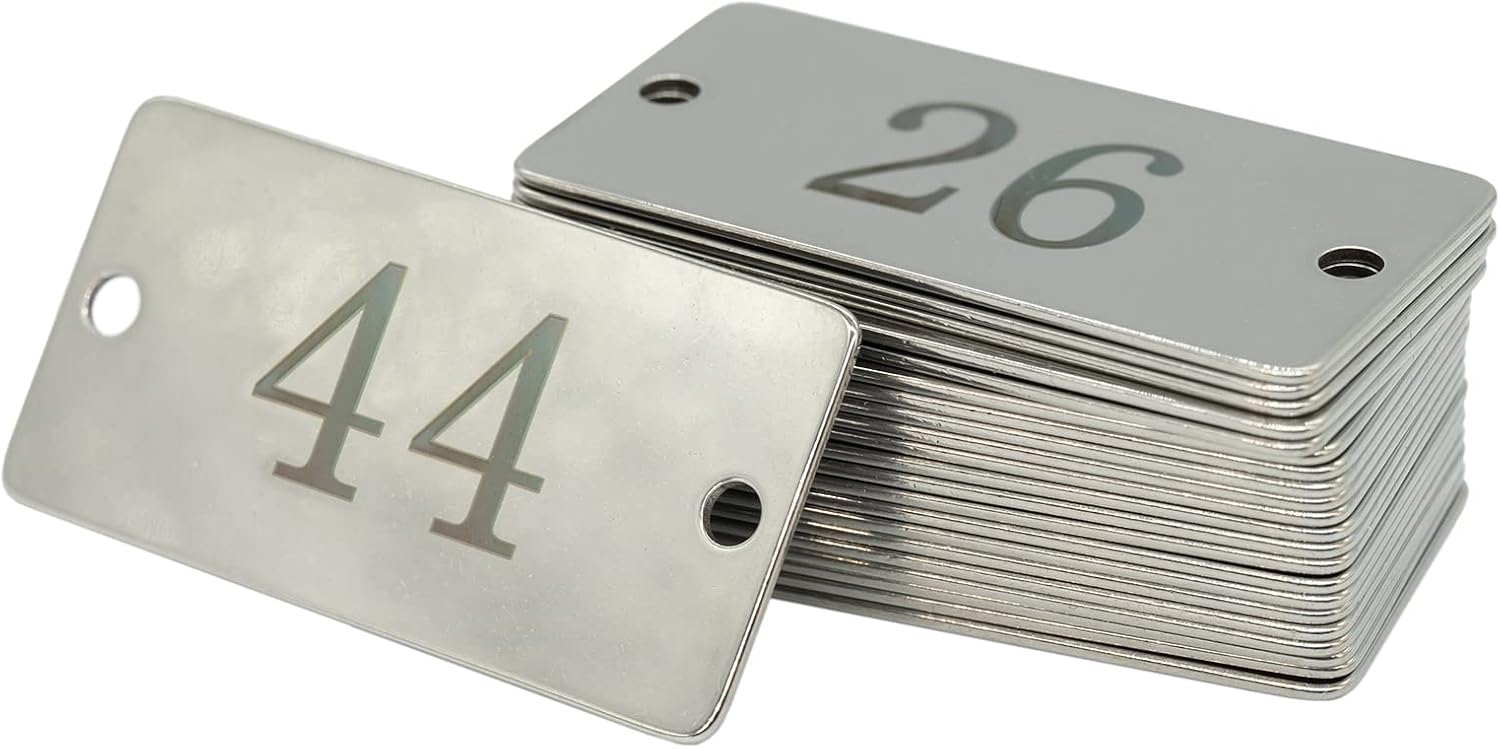 StayMax Stainless Steel Rectangle Numbered Tags with Two Holes 1 Inch x 2 Inch (26-50) - Image 3