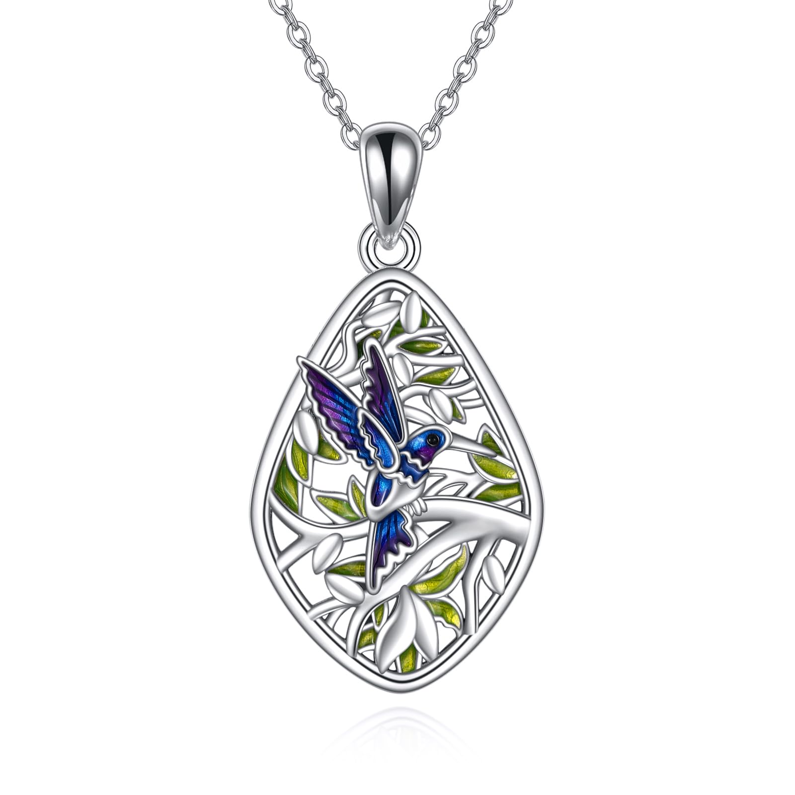 AXELUNA Hummingbird Necklace Sterling Silver Tree of Life Pendant Necklaces Jewelry for Women Gifts