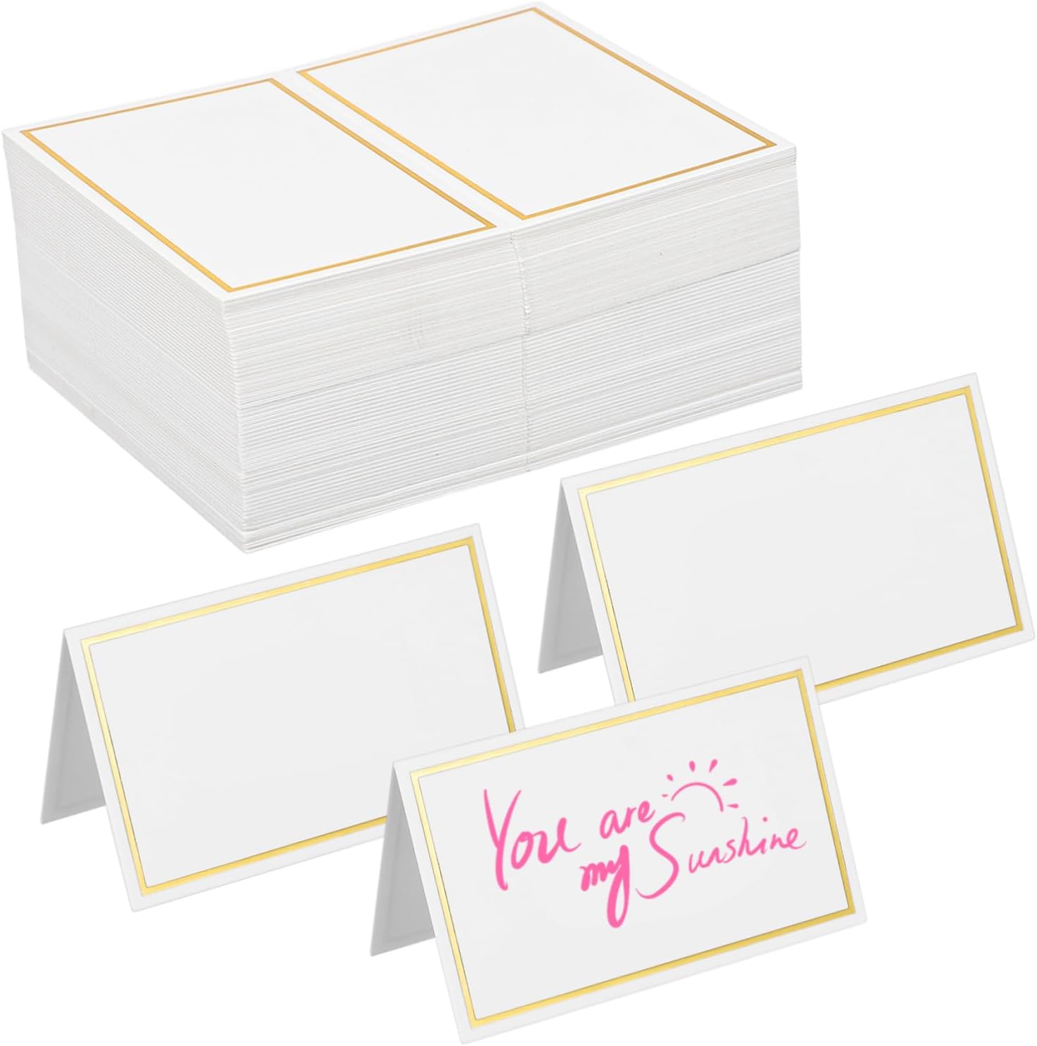 120pcs Easy to Use Table Cards Hot Stamping Place Cards Folding Design for Seating Assignments Decor Labeling