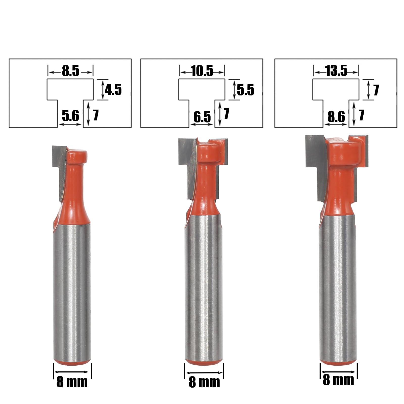 SET 12 FRESE FRESA PER LEGNO PER SCANALARE RIFILARE SANALATURE FRESATRICE 6,35mm