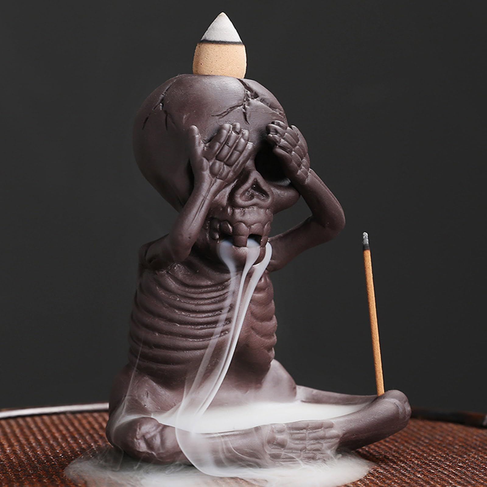 Porta coni di incenso a forma di teschio, in ceramica, per aromaterapia, per artigianato domestico, cascate