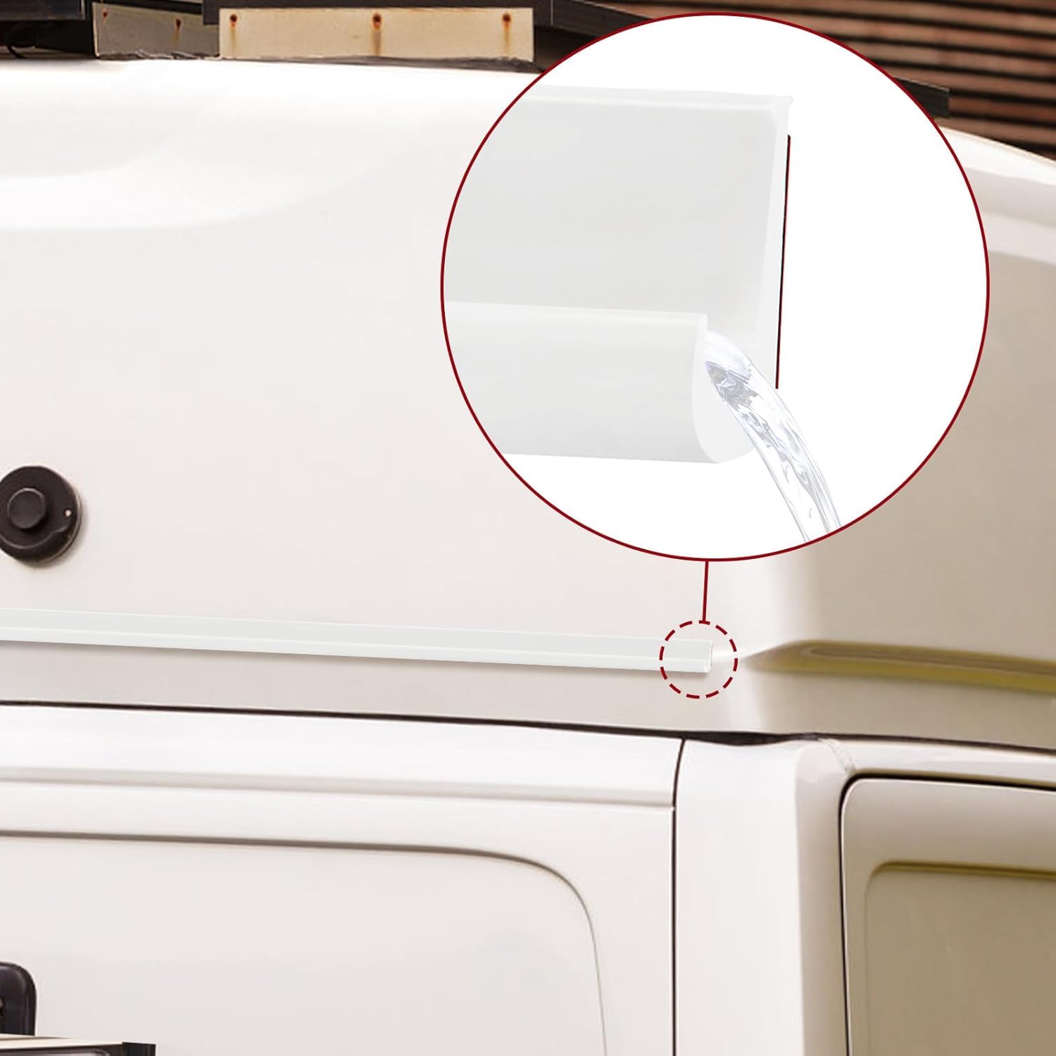 Gouttière Autocollante Camping-Car - 5m PVC Blanc - Déflecteur Eau Pluie Forme J