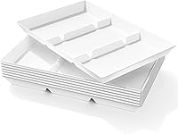 Vista 11 de Lifewit Bandeja de Servir Dividida para Suministros de Fiesta, 6 PCS Bandejas de Plástico de 15" x 10" para Servir Alimentos, Bandeja Blanca