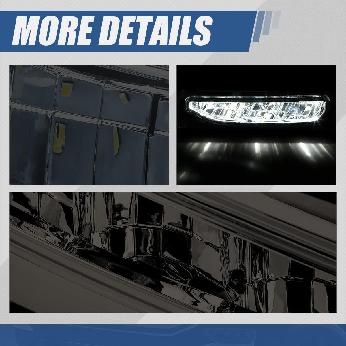 Auto Dynasty Full LED Fog lights Compatible with 2016-2019 GMC Sierra (Limited) 1500, Front Bumper Driving Fog Light Lamps with Switch and Wiring Harness, Chrome Housing Smoked Lens