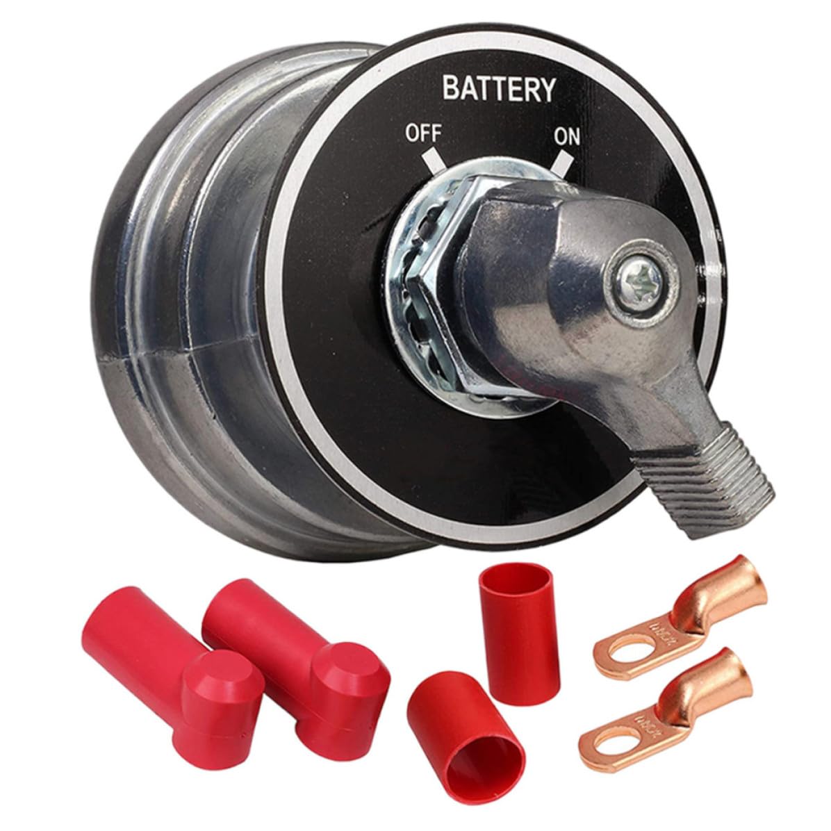 NUOBESTY 300a High Current Battery Disconnector Switch with Aluminum Alloy and Copper Terminals for Car and Boat Power Cut Off Device with Rubber Covers