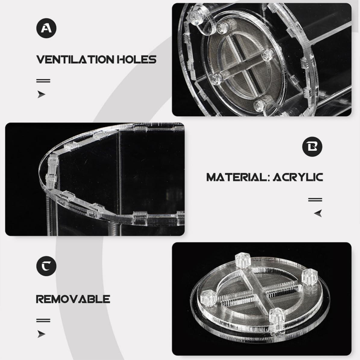 Reptile Box and Proper Capacity Acrylic 2pcs with Ventilation Holes for Easy to Maintain and Clean Display and Feeding Cage Suitable for Reptiles and Pets Observation