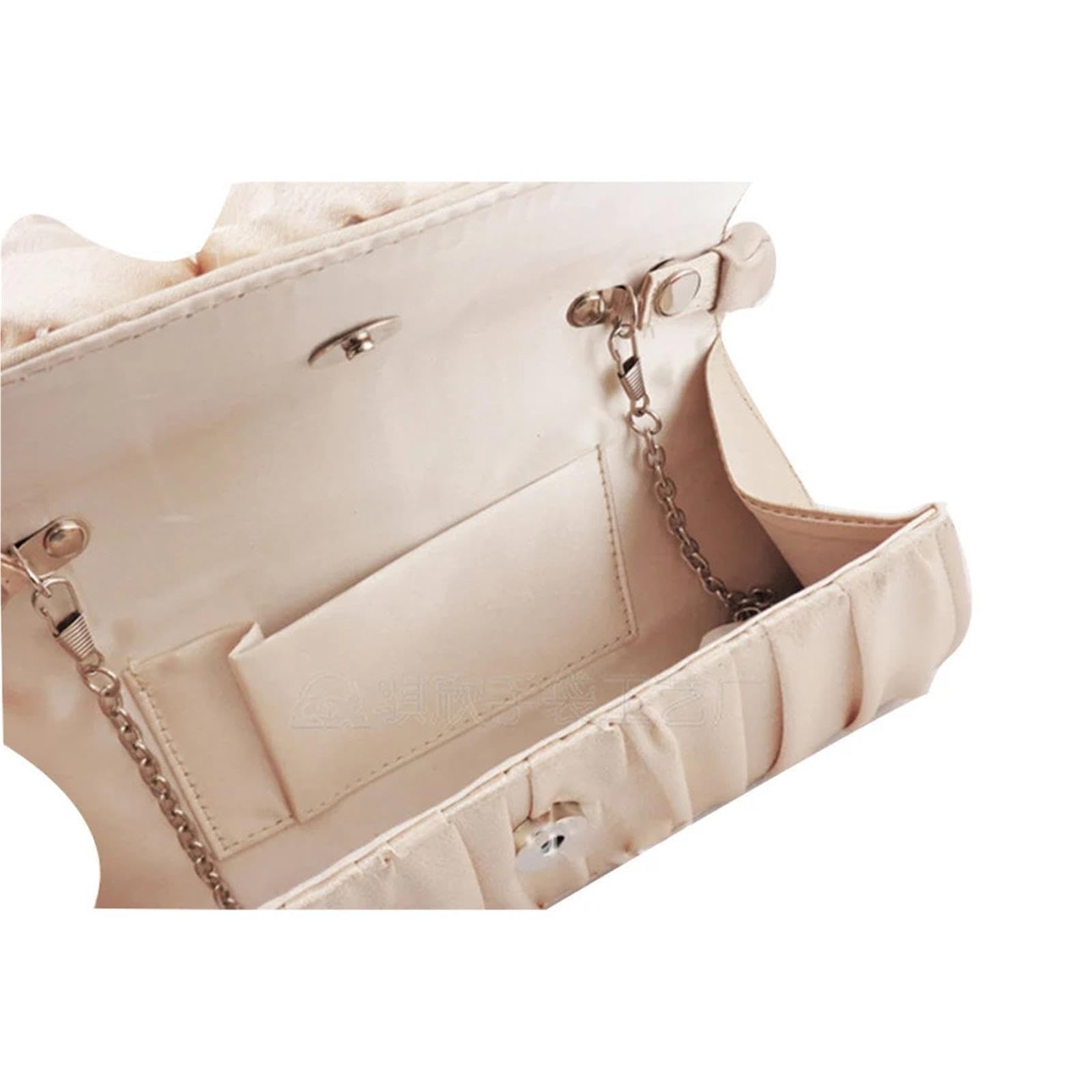 Borsa a mano con fiori di rosa plissettati in raso
