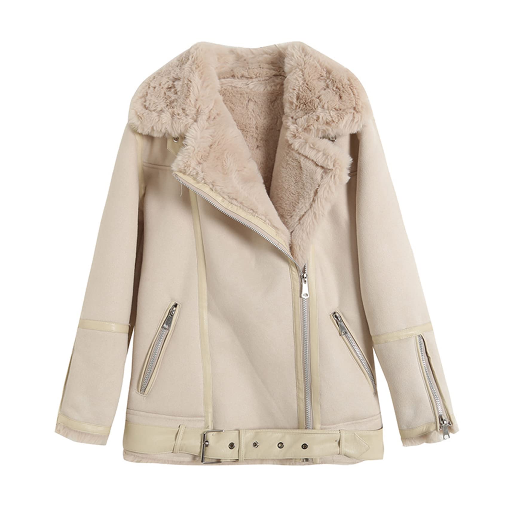 Automne Et Hiver éPais pour Femmes Double Face en Fourrure d'agneau Un Manteau en Peau De Daim Velours Mode Veste Chaude