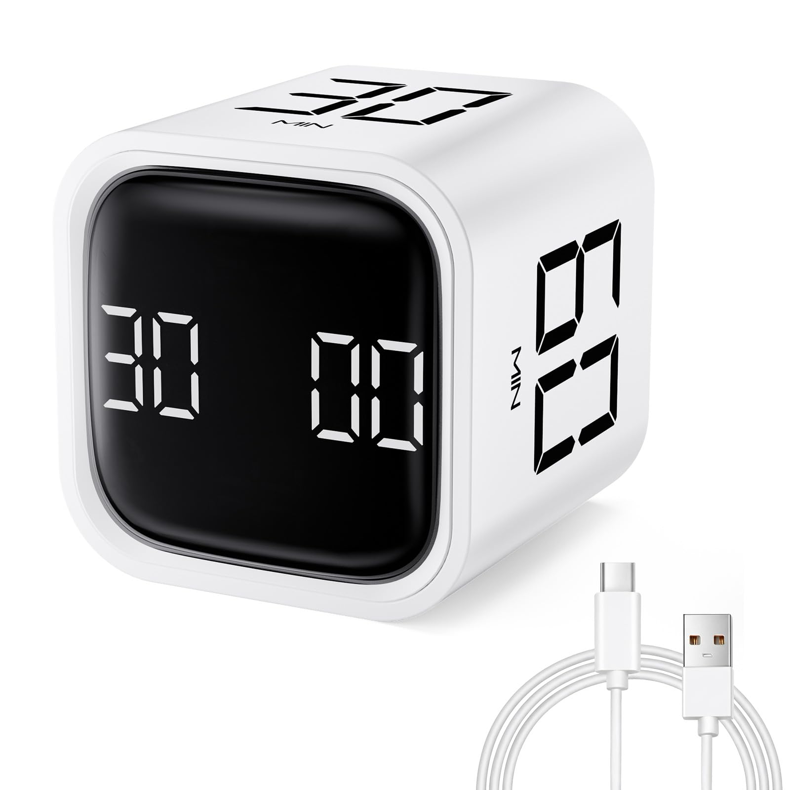 Milgeo Gravity Timer, Pomodoro Timer, Time Management Tool, Time Cube for ADHD, Work, Office, Study, Tasks, Kids, Cooking, Sports (White)-image-8