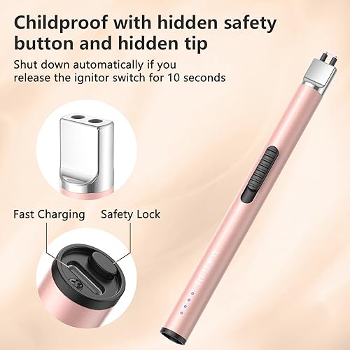 Miniatura 2 de REIDEA Lighter S4 Pro - Cerradura de seguridad eléctrica recargable por USB con indicador de batería LED, sin llama, resistente al viento, Paquete