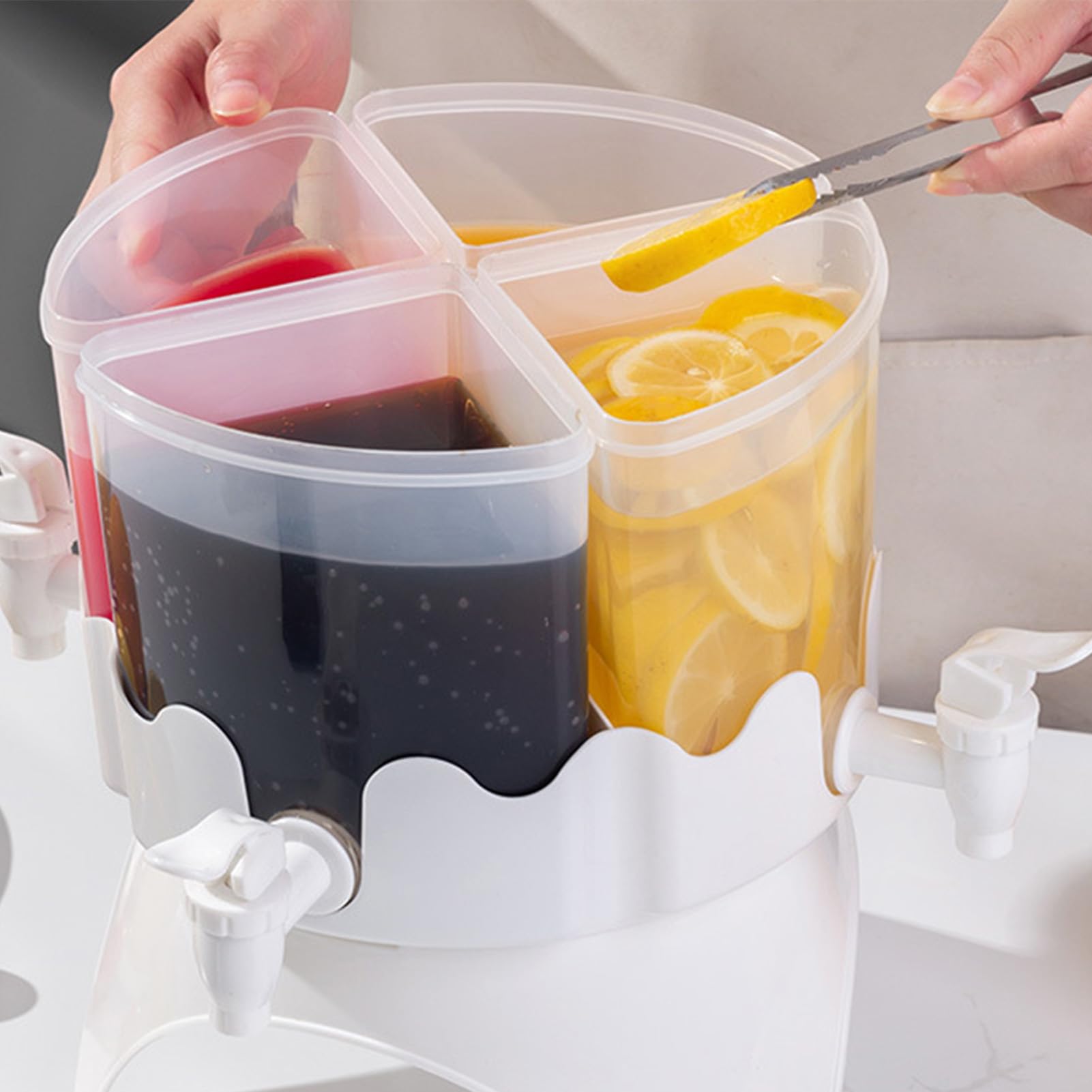 Erogatore 4L Rotante 4 Scomparti con Rubinetto per Frigo