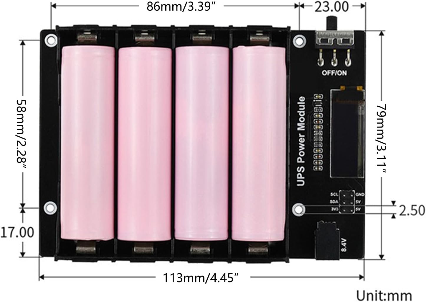 UPS電源モジュール拡張ボード18650無停電電源I2C制御ポート拡張ボード用バッテリーホルダー