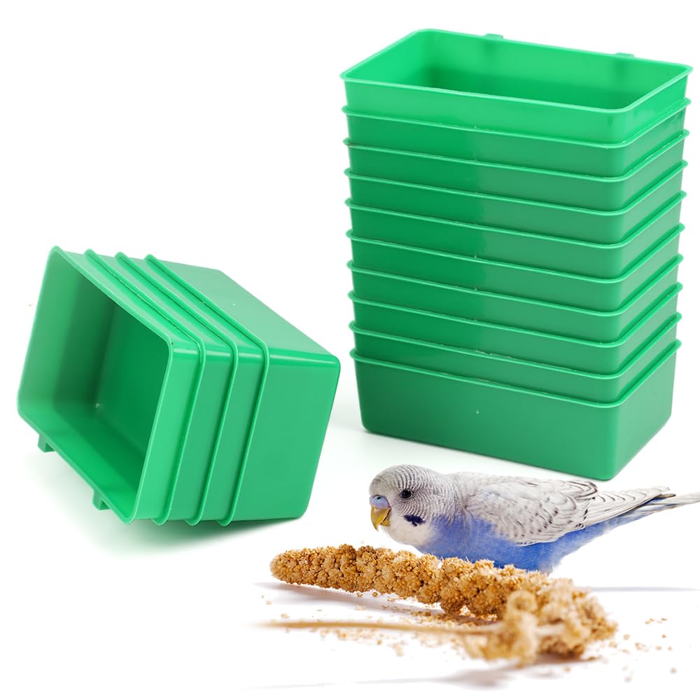 14 Pcs Bird Plastic Feeder, Seed Food Feeding Cup for Poultry Pigeon Parrot Parakeet Budgie Cage