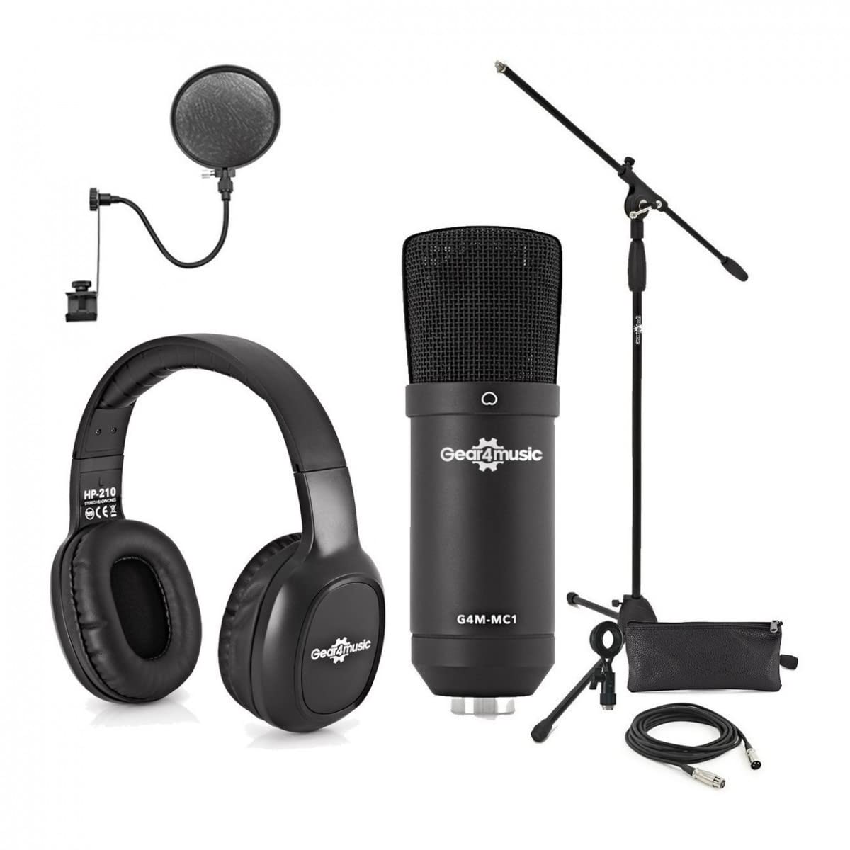 Gear4Music Kondensatormikrofon-Bundle XLR - Studio-Mikrofon-Set für Gesang