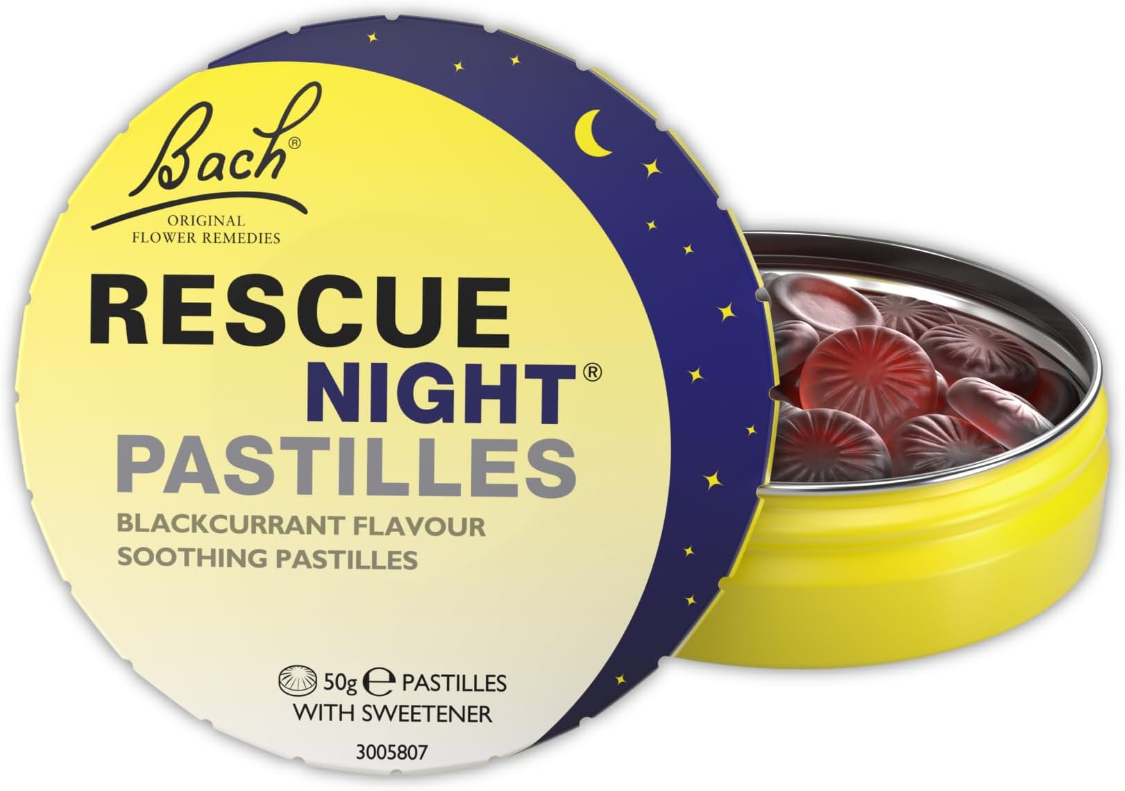 Rescue Night Pastilles | Blackcurrant Flavoured | Natural Bedtime Support | Bach™ Original Flower Essences | Chewable pastilles | Help Prepare for a Restful Sleep | 50g tin
