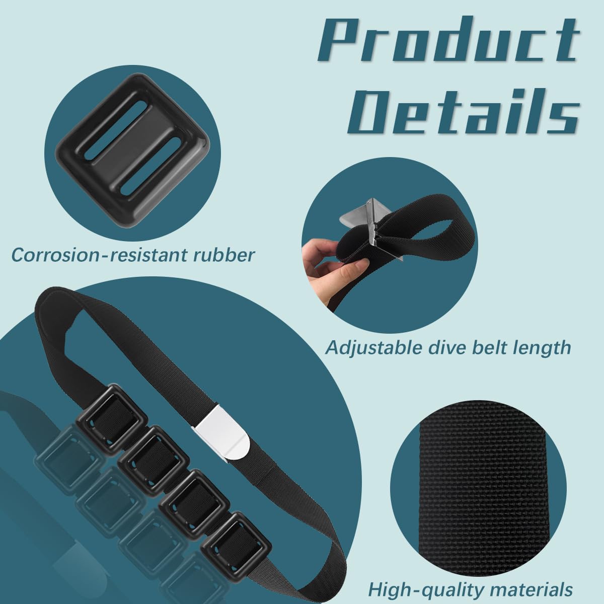 4 Stück 1,5 kg Tauchgewichtsgürtel, Tauchgewichtsgürtel mit Metallblockschnalle, beschichtete Tauchgewichte, Nylon-Tauchgürtel, geeignet für Freitauchen