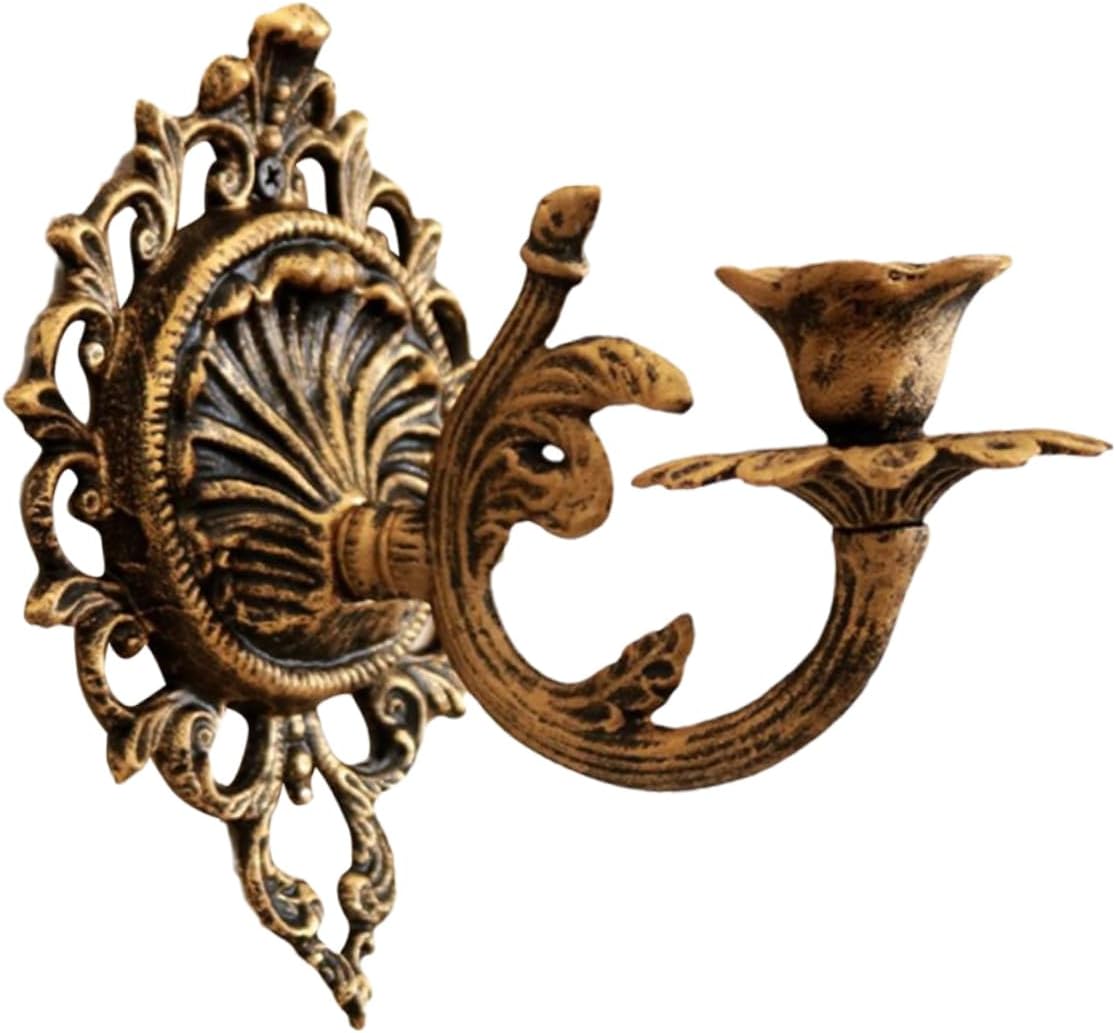 Cabilock Elegant Wall-Mounted Candle Sconce Vintage Decor Cast Iron Holder for Home Garden
