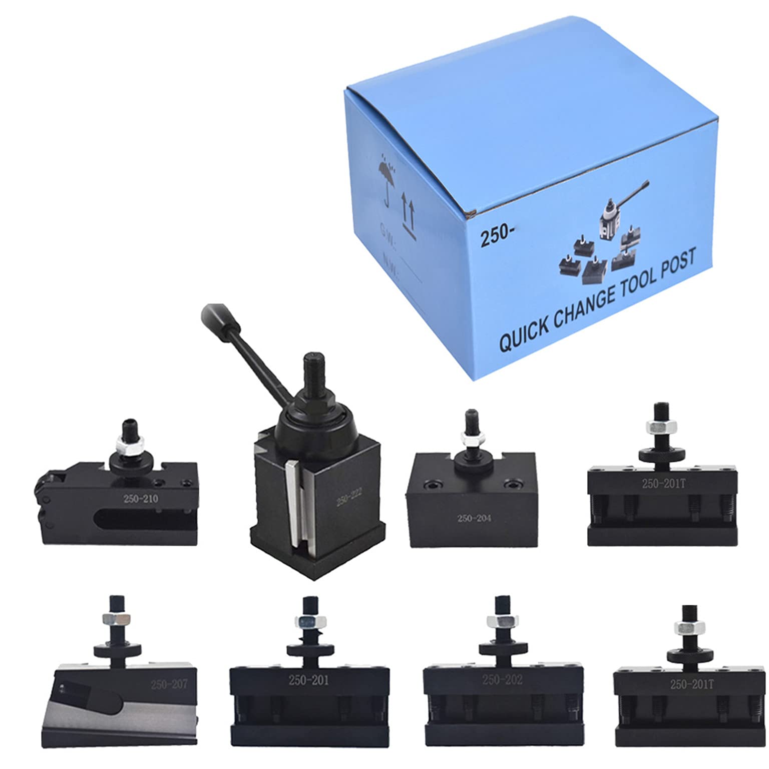 BXA Tool Post Set 8-Pack Wedge Type Quick Change Tool Post Set for Mini ...