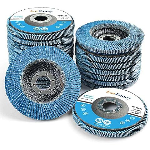 LotFancy Angle Grinder Discs, Flap Discs 115mm, 40 60 80 120 Grit, 20PCS, Arbor 22mm, Grinding Discs for Wood Tiles Stone Metal Concrete Ceramic Cover