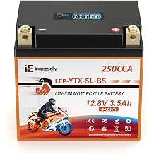 12V 3.5AH 250CCA Motorcycle Lithium Start Batteries, Motorcycle YTX5L-BS LiFePO4 Battery Replacement for Motorcycle Powersports Battery, ATV, UTV, Snowmobile, Generator