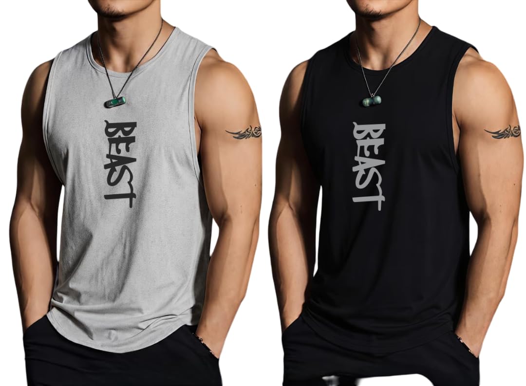 furrr Men Printed Beast Sleeveless Vest Gym Vest for Men Pack of 1, 3-picture-22