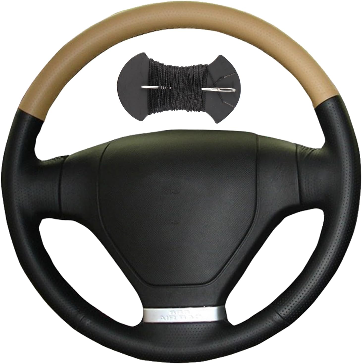 Car Steering Wheel Cover Microfiber Leather Stitch Wheel Wrap Fit for Hyundai Tiburon 2003 2004 2005 2006 2007 2008 Coupe 2002-2008,Black
