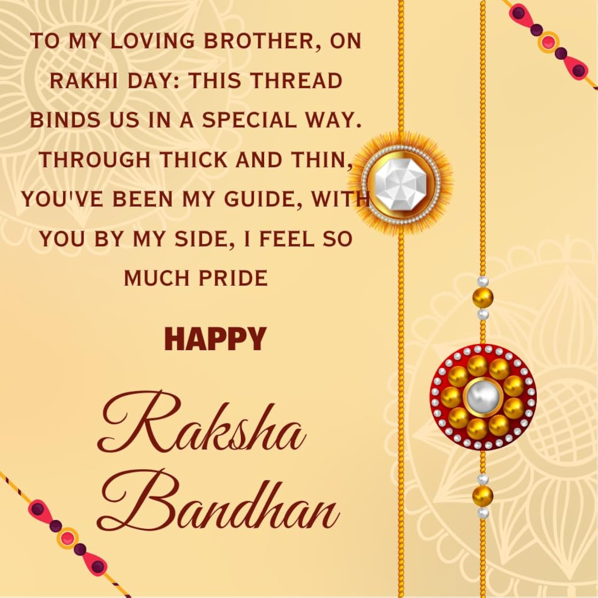 Ethnic Bling Queen Rakhi Set with Message Card for Raksha Bandhan