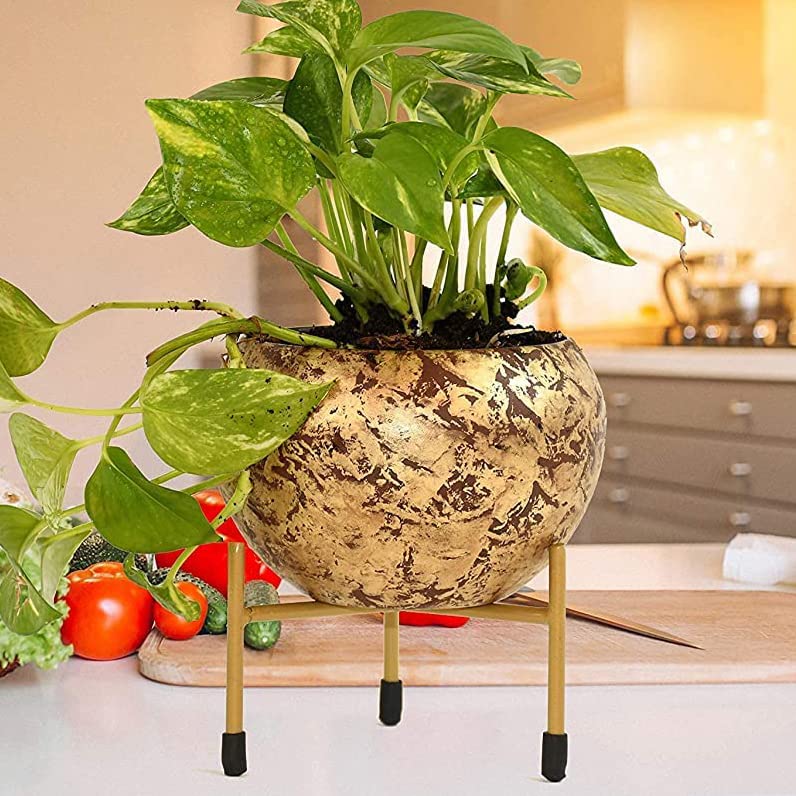Image of HINS Metal Polka Round Shape Flower Plant Pot With Stand (Pink, Small Set of 3) Metal Pots For Indoor Plants I Elevated Garden Planter I Raised Planter I Desk Plant I Raised Planter Box I Ascent Homes Metal Planter I Raised Planter Box With Legs I Brass Pots For Indoor Plants I Golden Planter I Mid Century Plant Stand I Brass Planters For Indoor Plants I Indoor Plant Stand For Living Room I Metal Planters Pot For Indoor Plants designer pots for indoor plants