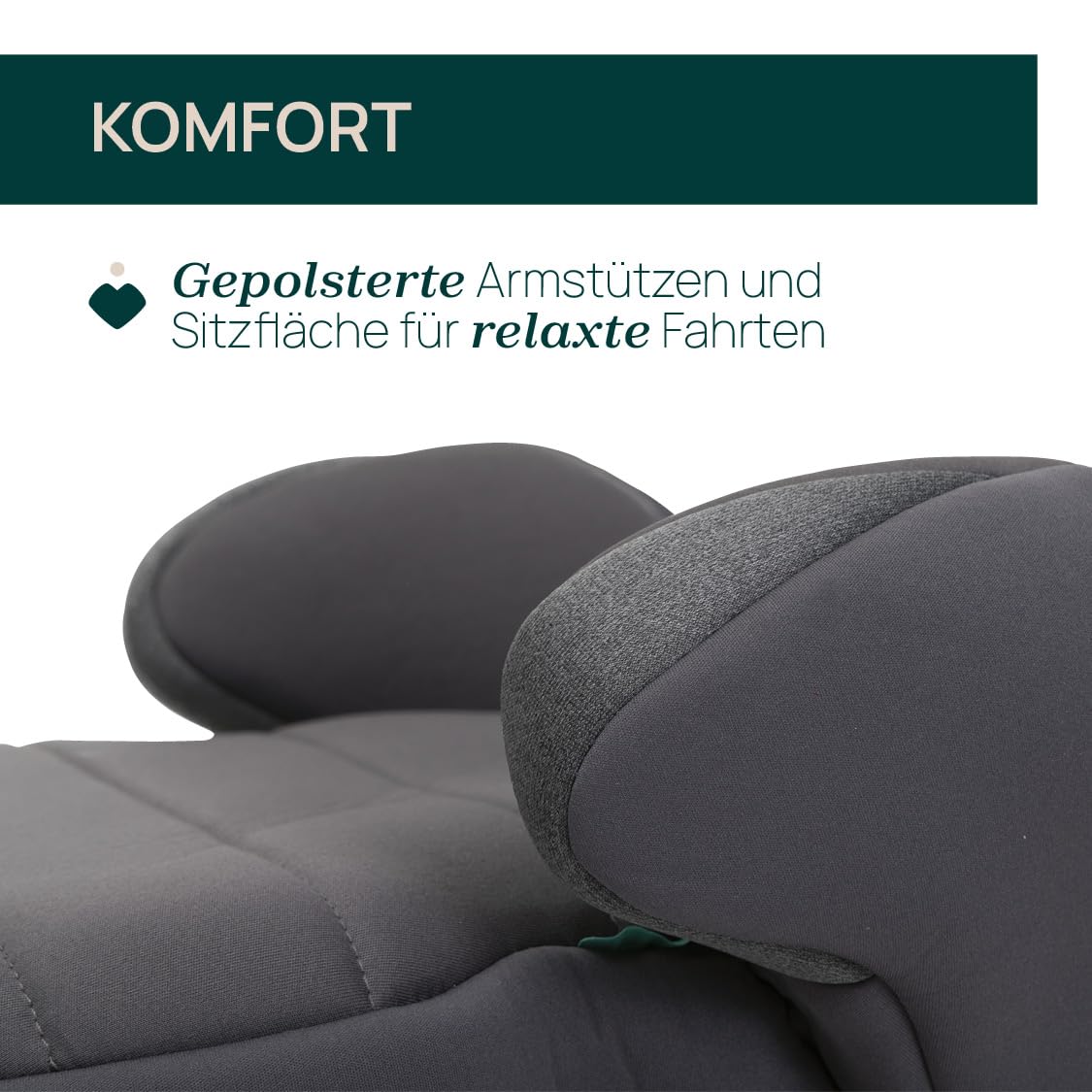 Chicco Quasar Fix i-Size, Kindersitzerhöhung 7-12 Jahre (126-150 cm), Einbau über den 3-Punkt-Gurt, Gewicht 23-36 kg, Gruppe 3, mit Gurtführung, gepolsterten Armlehnen und komfortablem Sitz, Grau