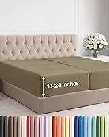 Vista 93 de Sábana bajera extra profunda tamaño Queen – Sábana bajera individual de lujo para hotel solamente – Se adapta fácilmente a colchones de 18 a 24