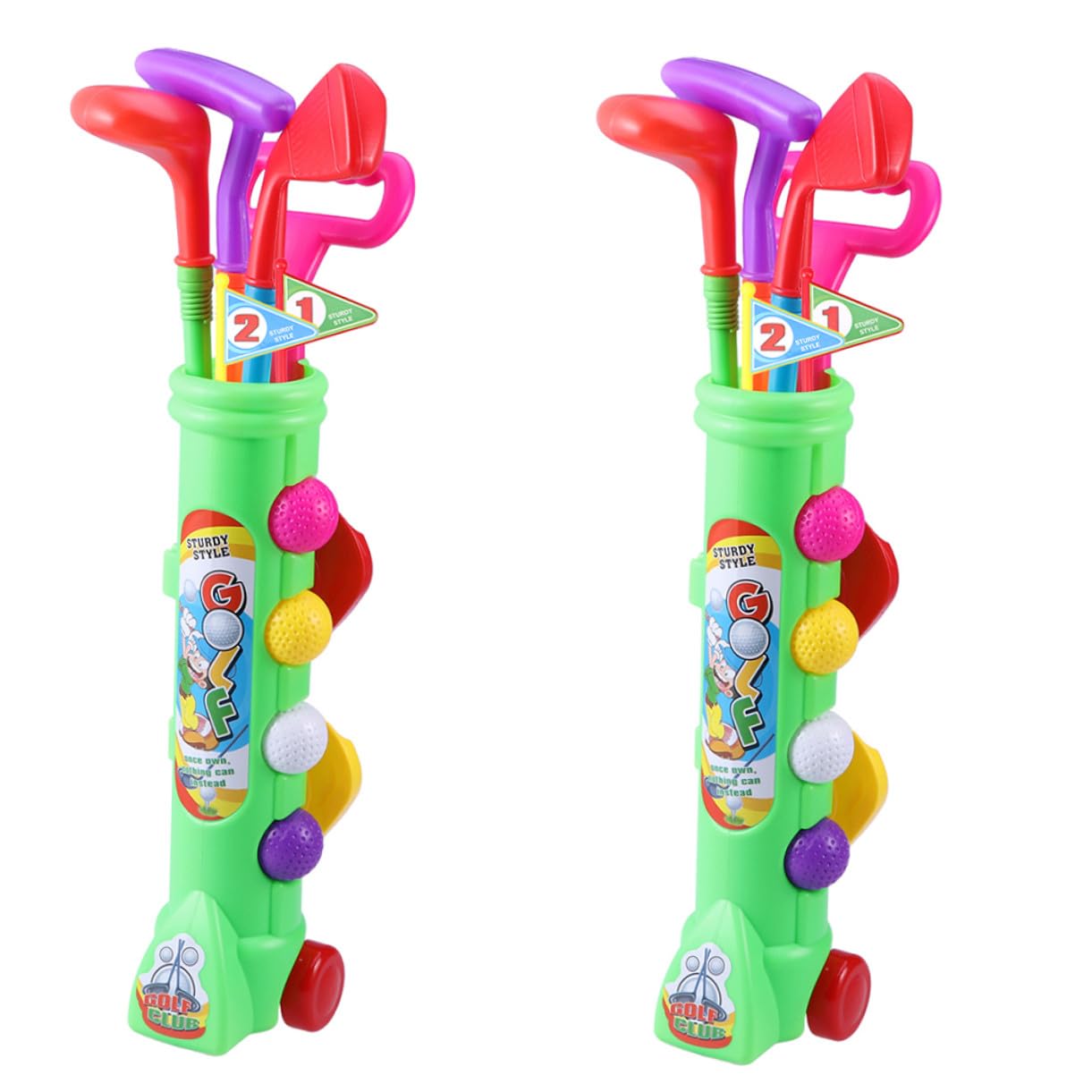 Set da Golf per Bambini, 2 Set, Plastica, Gioco Educativo | Verde, Leggero e Portatile, Uso Outdoor e Giochi Genitore-figlio, Adatto a Adulti e Kids
