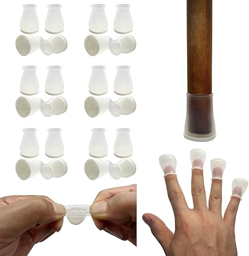 Protectores de suelo de silicona extra pequeños para patas de silla con fieltro, se ajustan de 1932 a 1516 pulgadas, tapas de silicona para patas de