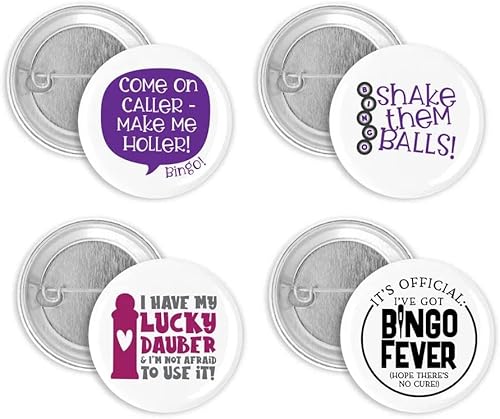 Funny Bingo Lovers 4 Piece Pin Back Button Set