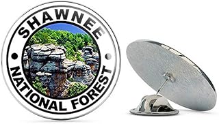 Round Shawnee National Forest (Travel rv Illinois Hike) Metal 0.75" Lapel Hat Pin Tie Tack Pinback