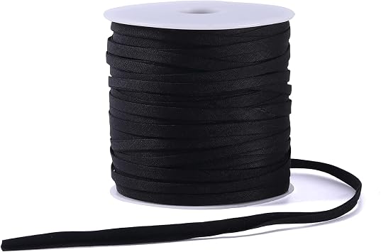 Bias Tape Double Fold 1/4 Inch, Double Fold Bias Binding Tape 55 Yards Per Roll for Crafts, Sewing, Seaming, Hemming, Piping, Quilting, Drawstring Making Black
