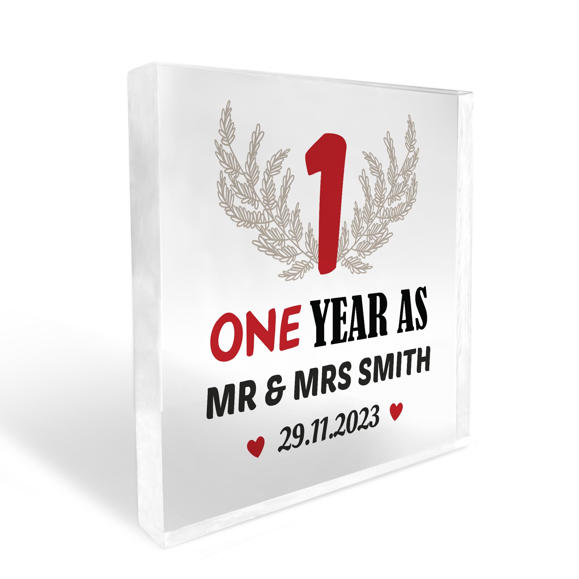 Red Ocean Personalised Husband Wife Gift For 1st Wedding Anniversary Personalised Block Gift For Him Her 1st Anniversary Present