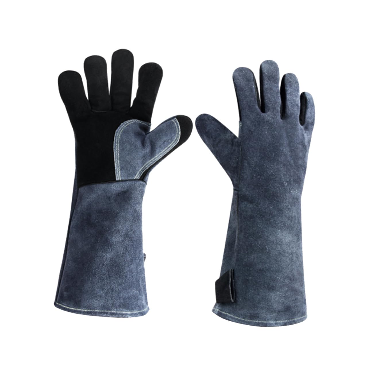 Guantes de Barbacoa 1 Par de Cuero Resistentes al Calor Negro
