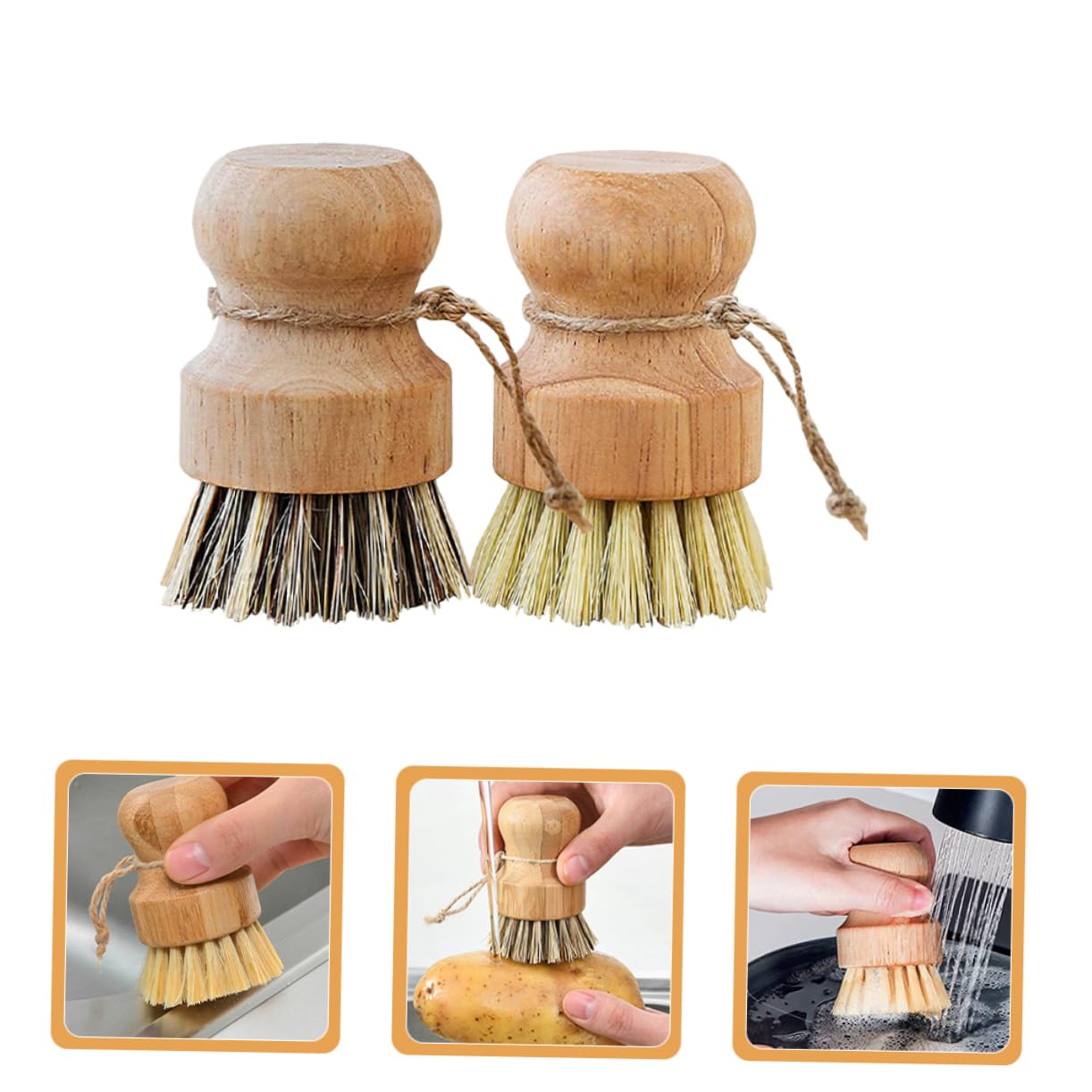 TOPBATHY 4 Juegos Juego De Cepillos para Platos De Cocina Cepillo Recogedor Cepillo para Platos con Dosificador De Jabón Acondicionador De Tela Cacerola Hundir De Madera 4 Uds * 4