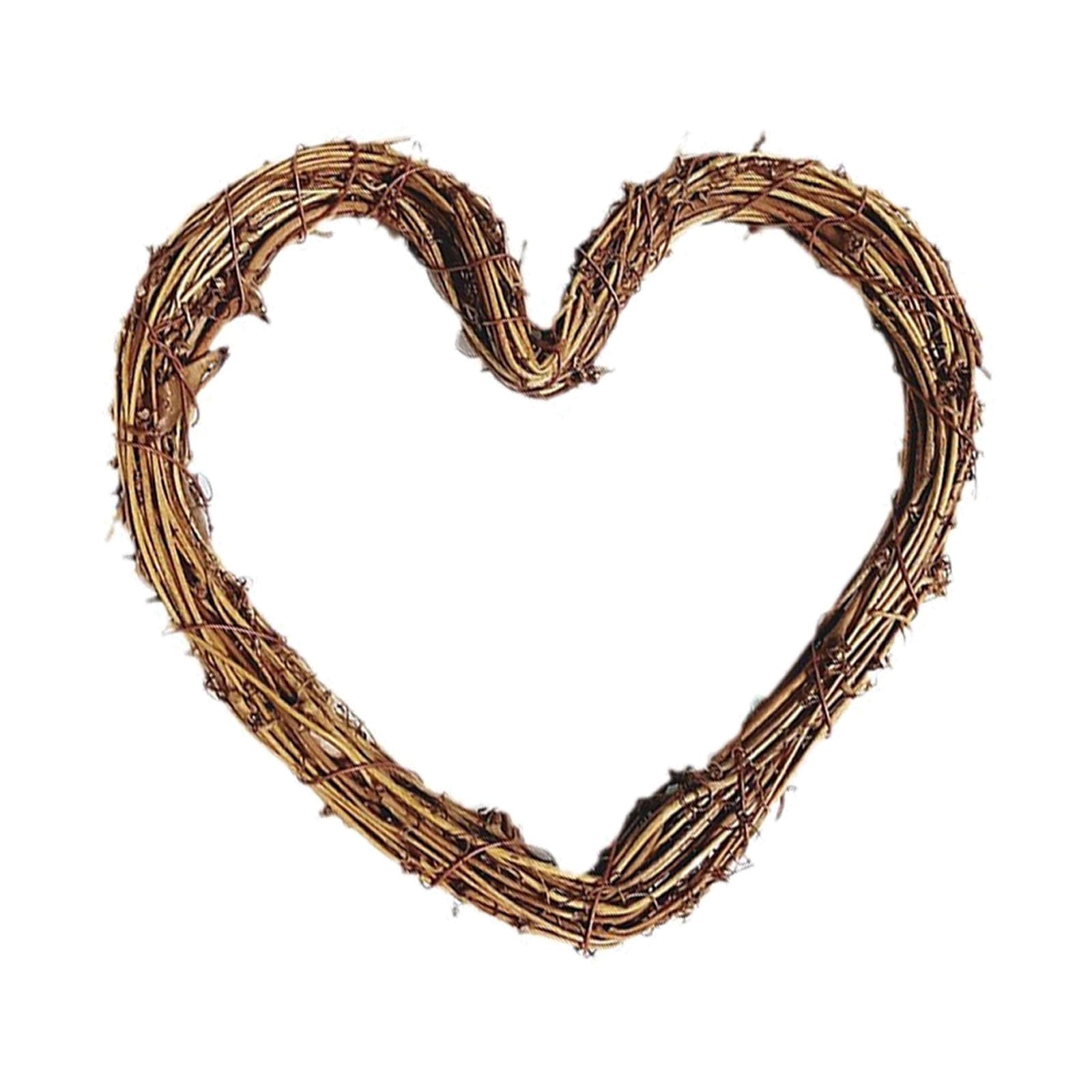 JStnana Heart Grapevine Wreath for Crafts, 16 Inch Christmas Grape Vine Frame, Ratten Base for DIY Fall Halloween Winter Holiday Door Wreath Making