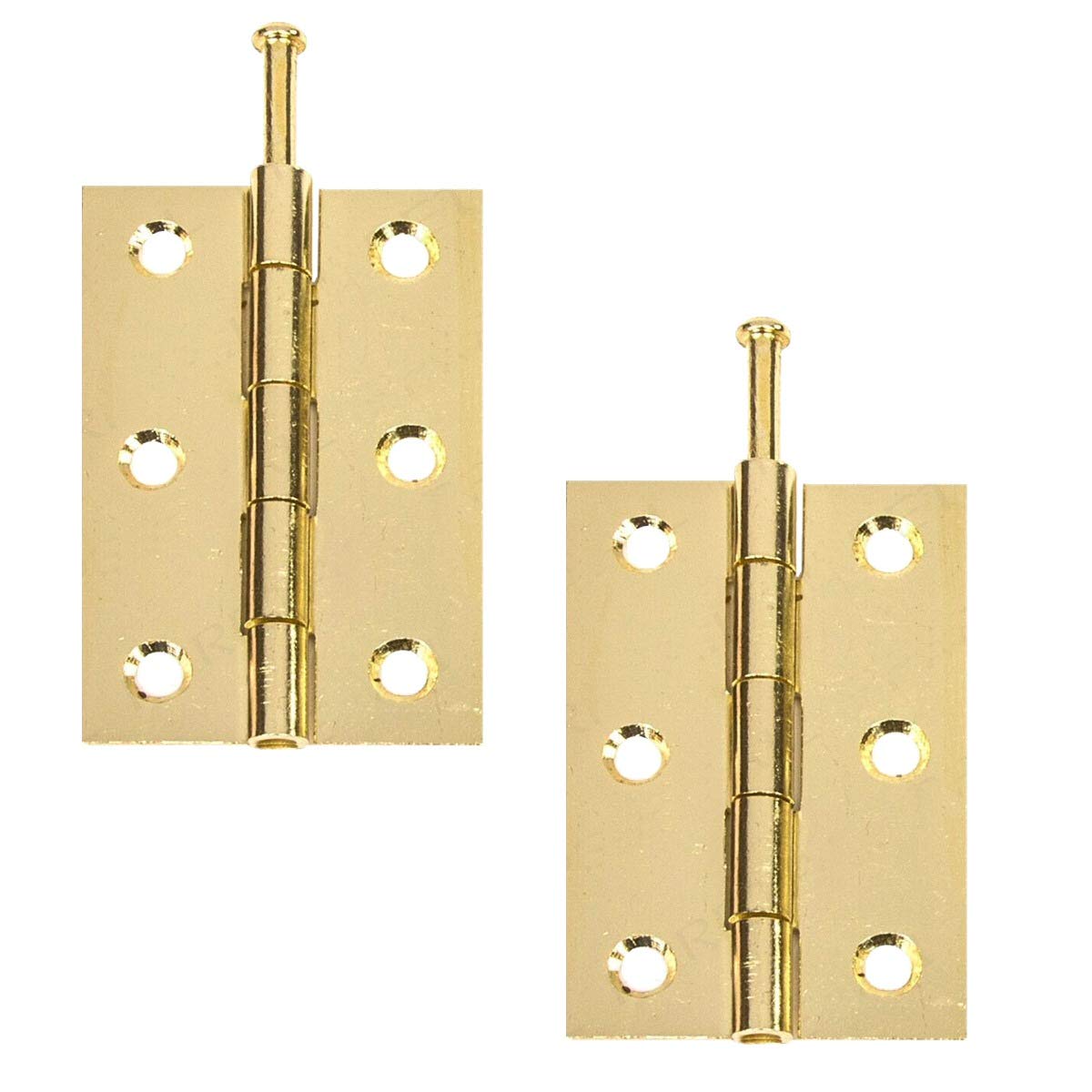 Hardware Essentials Polished Brass 75Mm 3" Inch Door Butt Hinges 1840 Pattern Loose Pin - 1 Pair (2 Hinges)