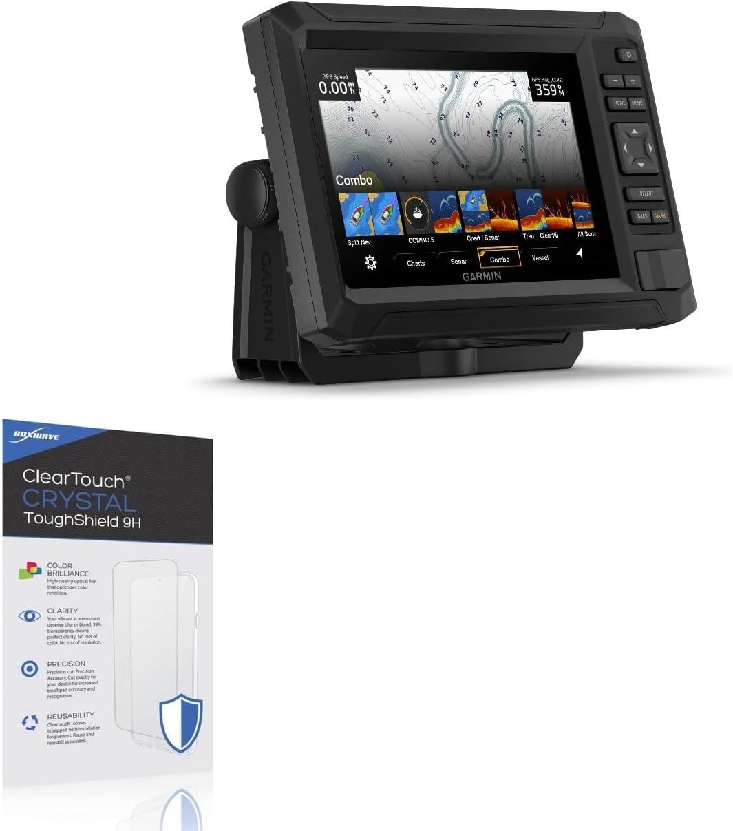BoxWave Screen Protector Compatible with Garmin echoMAP UHD2 72cv - ClearTouch Crystal ToughShield 9H (2-Pack), Clear 9H Tough Flexible Film Screen Protector